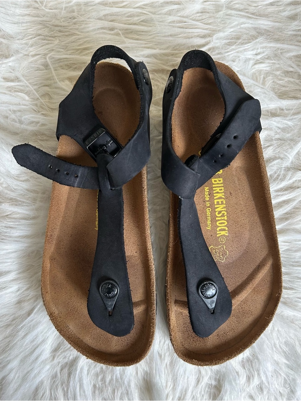 Birkenstock Kairo Black Suede Footbed Sandals -Size 38
